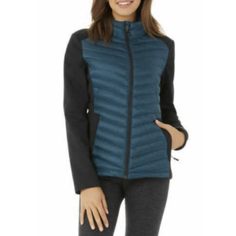 32 Degrees Womens Mixed Media Jacket Blue Dark Teal Size S Extra Lightweight NEW